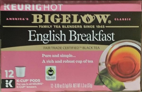 BIGELOW ENGLISH BREAKFAST BLACK TEA KEURIG K-CUPS, CAFFEINATED BLACK TEA, 12 COUNT BOX