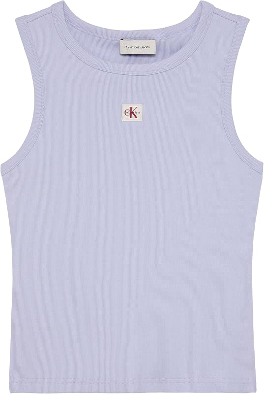 Damen Tank Top Woven Label Cotton Rib mit Logo, Violett (Cosmic Sky), S