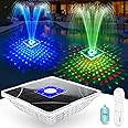 Solar Fountain with Light Show,Large Solar Pool Fountain with Anchor,Square Floating Pool Fountains for Inground Above Ground Pool,Solar Powered Water Fountains Pump for Pool,Blue-1PC