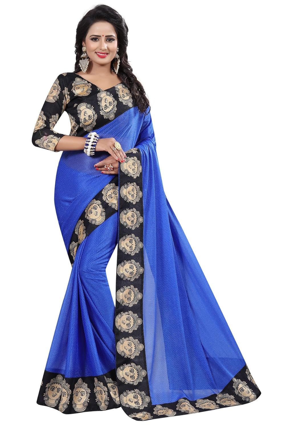 indoprimo women's paper silk embroidered wedding wear saree with blouse piece (free size, multi colour)