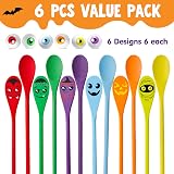 JOYIN Halloween Egg and Spoon Race Game Set 6 Spoons Eyeballs Witches view 2