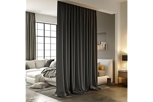 ROOMDARKNING Room Divider Curtains for Ceiling Track Rod, Blackout Ceiling Track Curtains with Hooks Noise Reduction Privacy Curtain for Wall Ceiling Mount Track, 4.3 ft Wide x 7 ft Tall, Black, 1 Panel