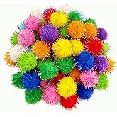 JKanruh 600pcs 1 Inch Glitter Poms Sparkle Balls,Multicolored Sparkle Pom Pom Balls for Craft …