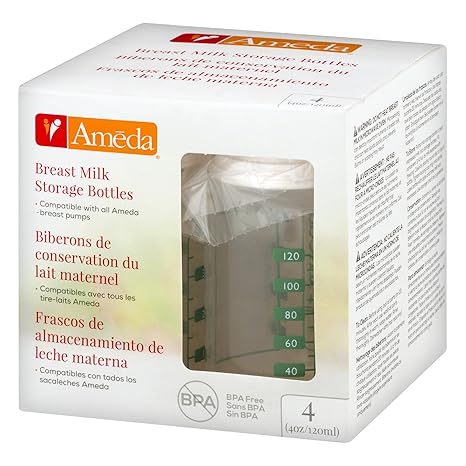 4 Ounce, BPA Free, Polypropylene Milk Storage Bottles, 4 Pack