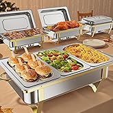 Chafing Dishes for Buffet 4 Pack 7 Pans, High Grade 9QT Chafing Dish Buffet Set, Chafers and Buffet Servers Warmers Sets for Parties, Events and Weddings