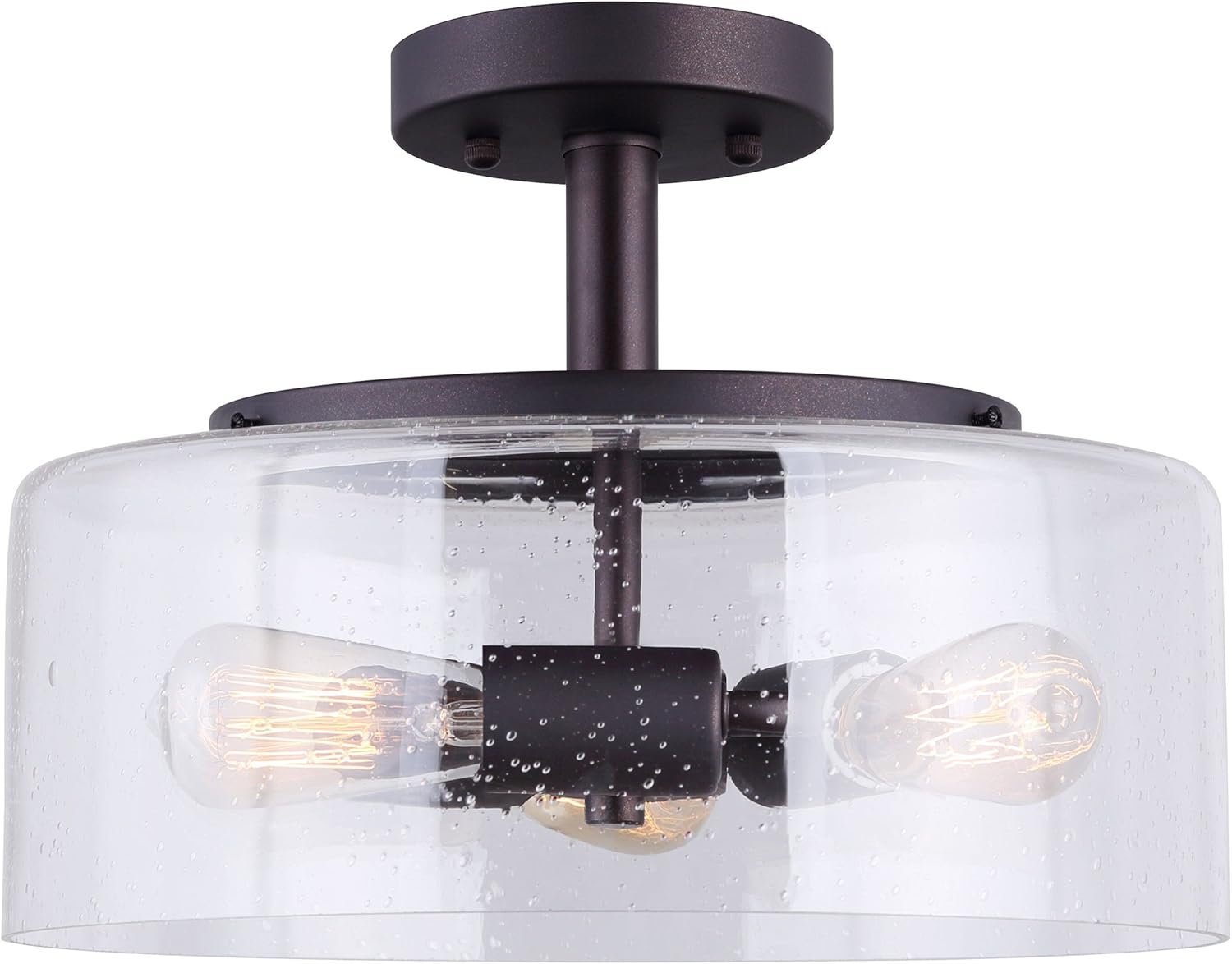Canarm LTD ISF633A03ORB Nash 3 Bulb Semi-Flush Mount, Oil Rubbed Bronze with Seeded Glass, 3 Light - - 
