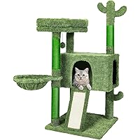 BOSOZOKU Cactus Cat Tree Cat Tower 43'' with Sisal Scratching Post Board for Indoor Cats Cat Condo Kitty Play House with Perc