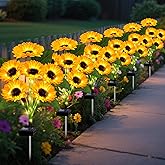 6 Pack with 36 Sunflower Lights,Solar Lights Outdoor Garden Decor,Solar Flowers Lights Waterproof,Sunflowers Birthday Gifts for Mom Women Grandma,Decorative Stakes Lights for Landscape Yard Patio Lawn
