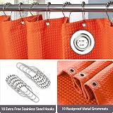 Shower Curtain with Metal Hooks Waffle Fabric 152x182cm Orange view 4