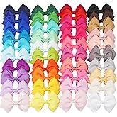 4 inch Hair Bow for Girls in 40 Colors, Grosgrain Ribbon PIgtail bows Alligator Hair Clips for Baby Girls Toddlers and Schoolgirls