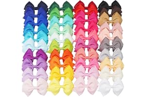 JOYOYO 40 Colors 4" Hair Bows Clips Girls Pigtail Bows Alligator Clips for Baby Girls Fine Hair Infants