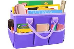 ZKOO Art Organizer Desktop Craft Storage Tote Bag for Crafts, Sewing, Paper, Art, Canvas, Supplies Storage Organization with Handles for Travel or Daily Use (Purple, Small)