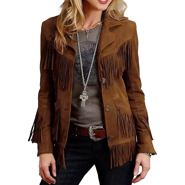 Women's Genuine Cowhide Black Fringe Leather Jacket- Western