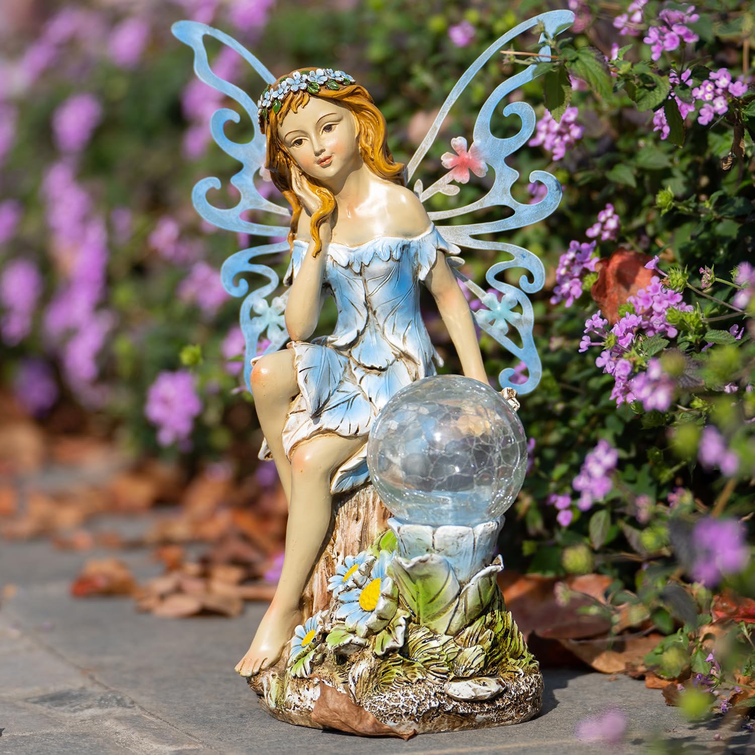 Photo 1 of Suyorpe Garden Fairy Decor,Solar Outdoor Statues, Fairy Garden Accessories, Fairy Figurine for Outside Gifts,Resin Ornaments for Patio Yard Lawn,Size6.89 x 5.24x 12.68 inches
