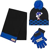 Sonic The Hedgehog Winter Hat and Gloves Set – Blue Sonic Hat for Boys Ages 5-13