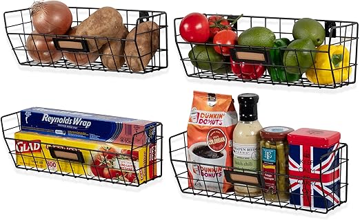 Amazon Com Wall35 Macon Wall Mounted Kitchen Storage Metal Wire