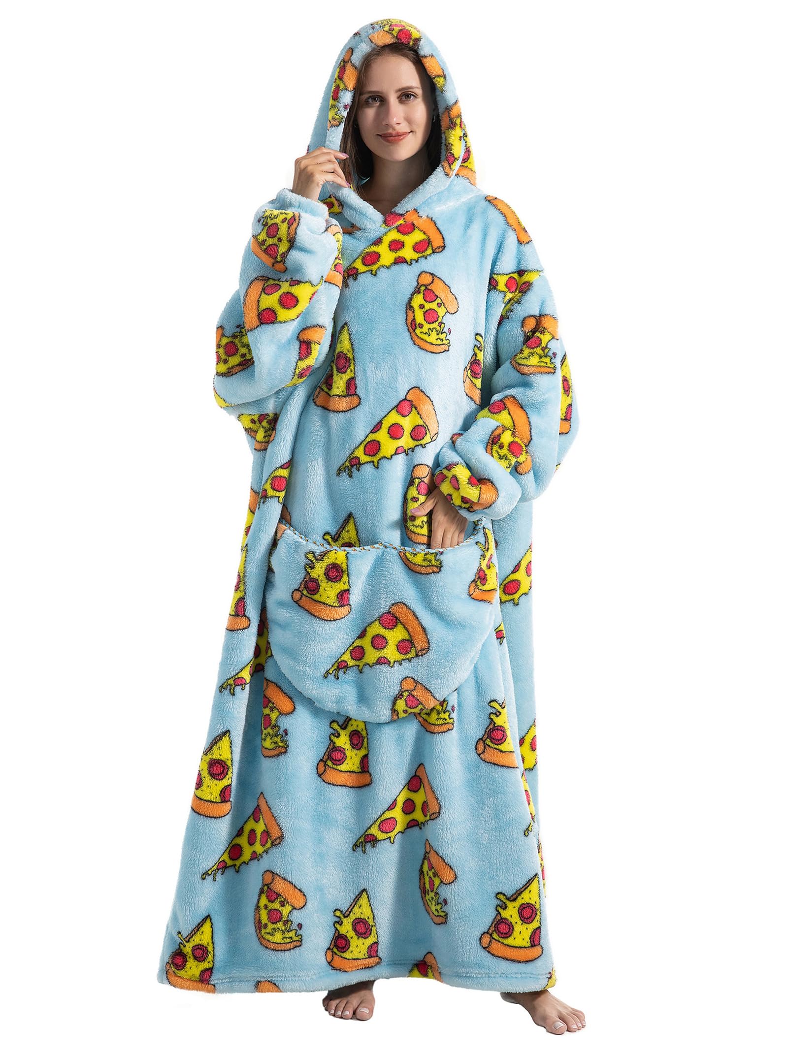 JOREAY Extra Long Blanket Hoodies for Women Men, Oversized Snuggle Fleece Wearable Fluffy Blanket, Giant Hooded Sweatshirts for Teen and Adult