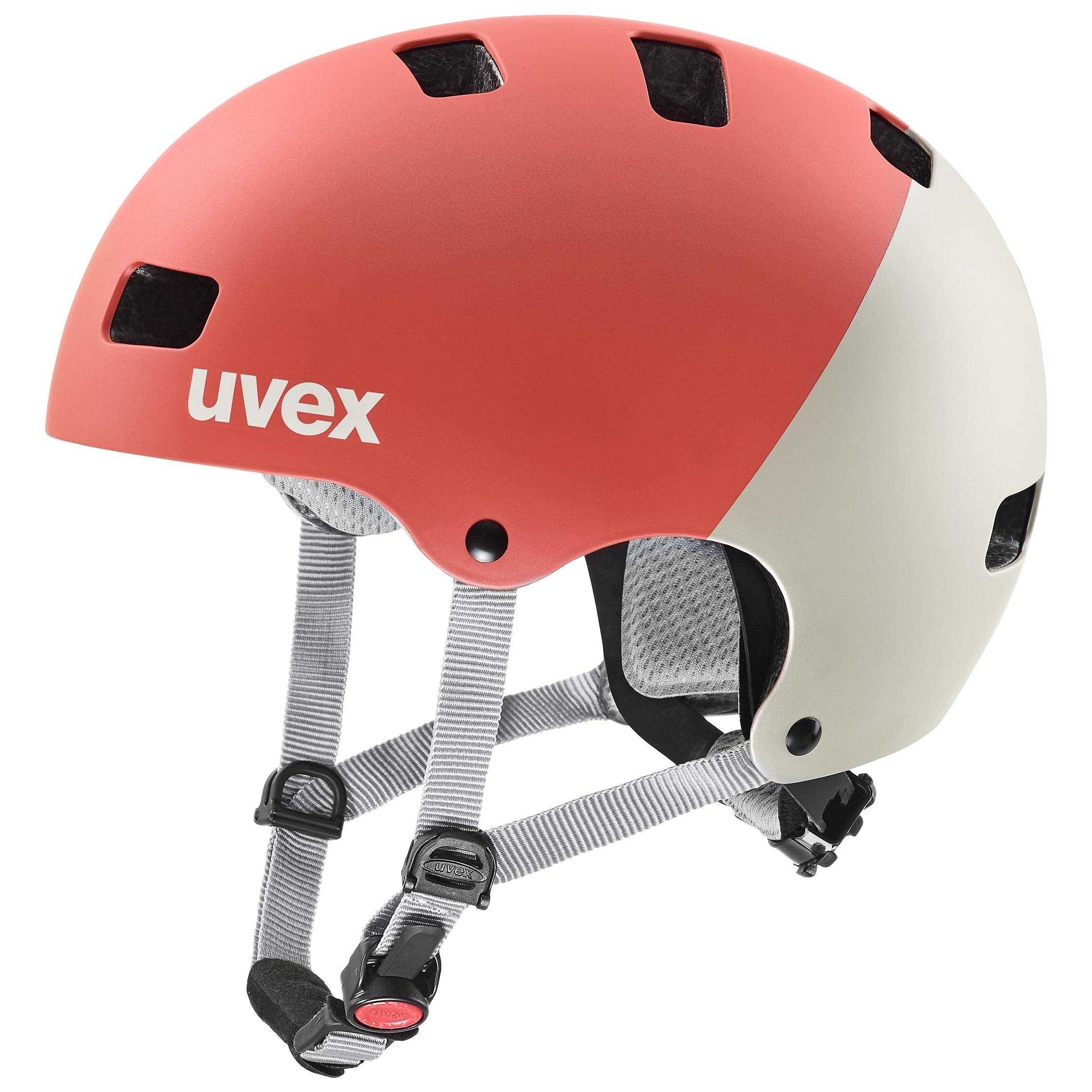uvex kid 3 cc - sturdy kids bike helmet - individual fit - optimized ventilation - Grapefruit - Sand Matt - 51-55 cm