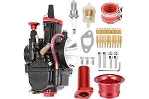 MTRPARTS Predator 212 Carburetor - PWK 28mm Carburetor for Powersports - Upgraded 212 Predator Carburetor, Superior 196cc CT200U Mini Bike Carburetor (red)