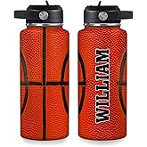 Hyturtle Personalized Basketball Water Bottle - Travel Insulated Stainless Steel Bottle with Leak-Proof Lid 18oz 32oz - Gift for Men Boys Basketball Lovers Players Coaches - Birthday & Christmas Gift
