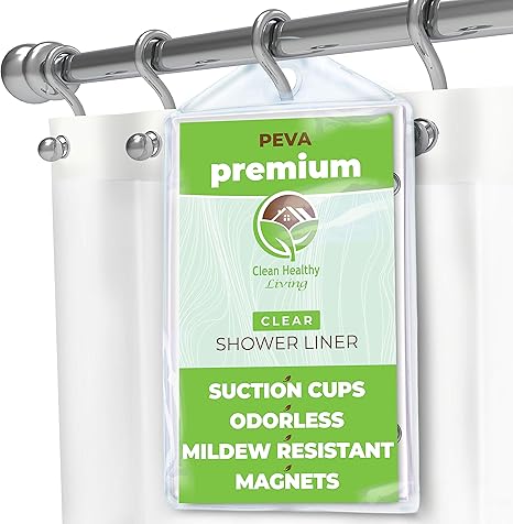 Premium Peva Shower Liner Clear Odorless Non Toxic Mildew Resistant Best Eco Friendly Natural Pvc