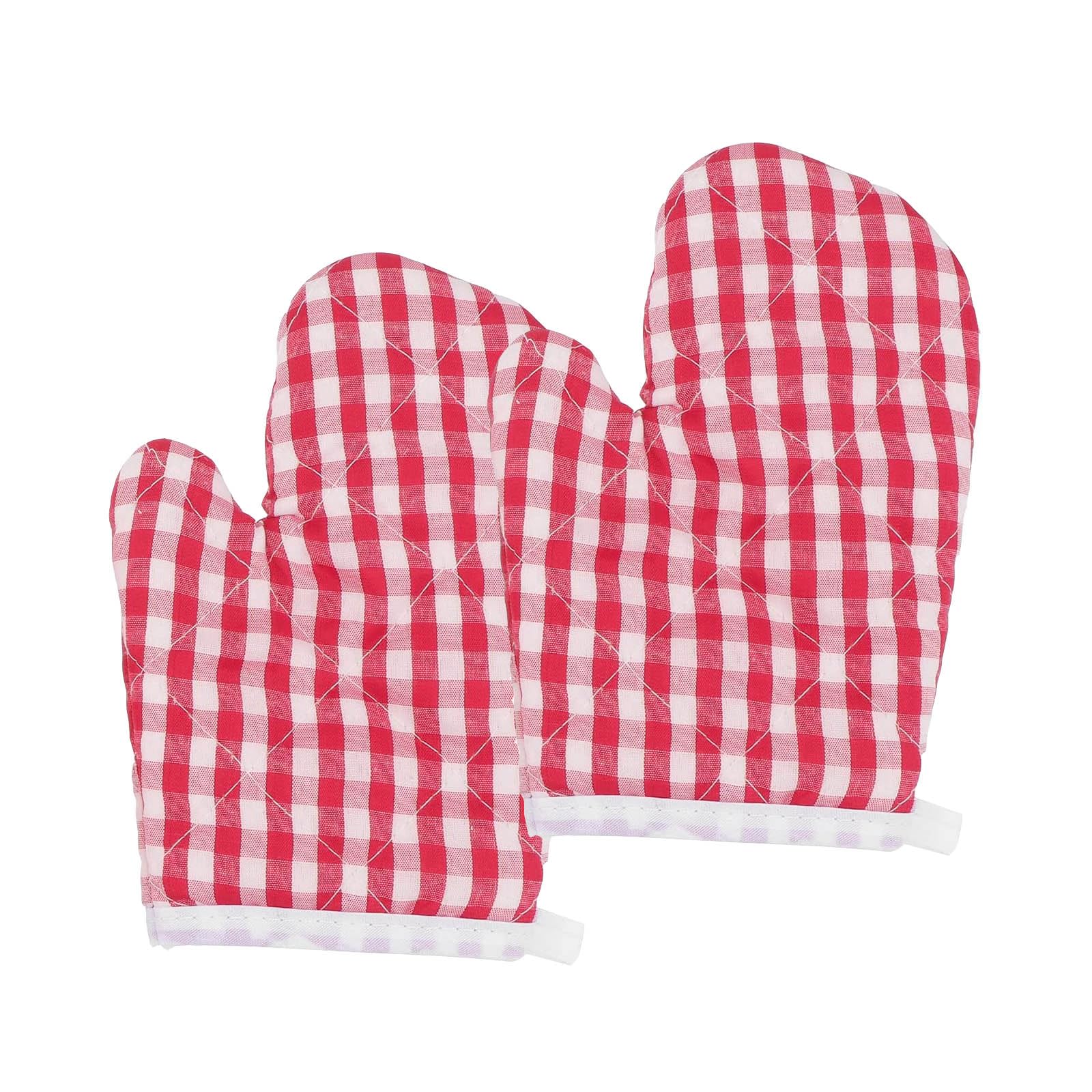PengLAI Kids Oven Mitts,Heat Proof Gloves/Oven Gloves Heat Resistant Comfortable Kitchen Gloves for Children Kid Grilling Cooking Baking(2 Pcs) (Red)