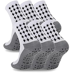 Ultrafun 3 Pairs Soccer Socks with Grip Pads Non