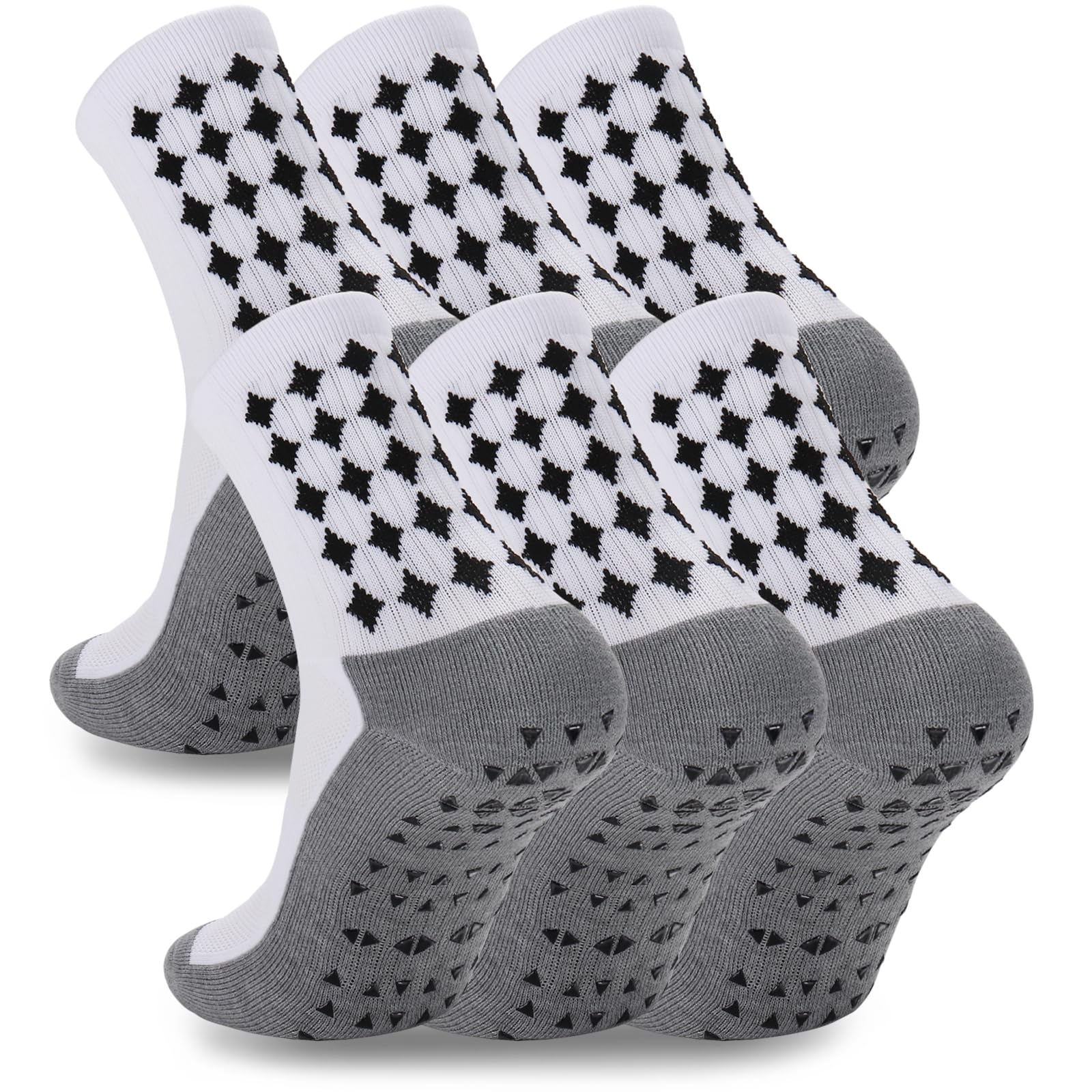 Ultrafun 3 Pairs Soccer Socks with Grip Pads Non