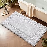 LUMI Bathroom Rugs, Ultra Soft Absorbent Bath Mat for Shower, Non Slip Washable Bath Rugs with Rubber Backing, Microfiber Plush Quick Dry Floor Mat for Bathtub, Floor, White, 24x43
