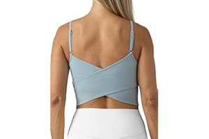 Colorfulkoala Women's Dreamlux Crop Tank Top with Built-in Sports Bra, Grey
