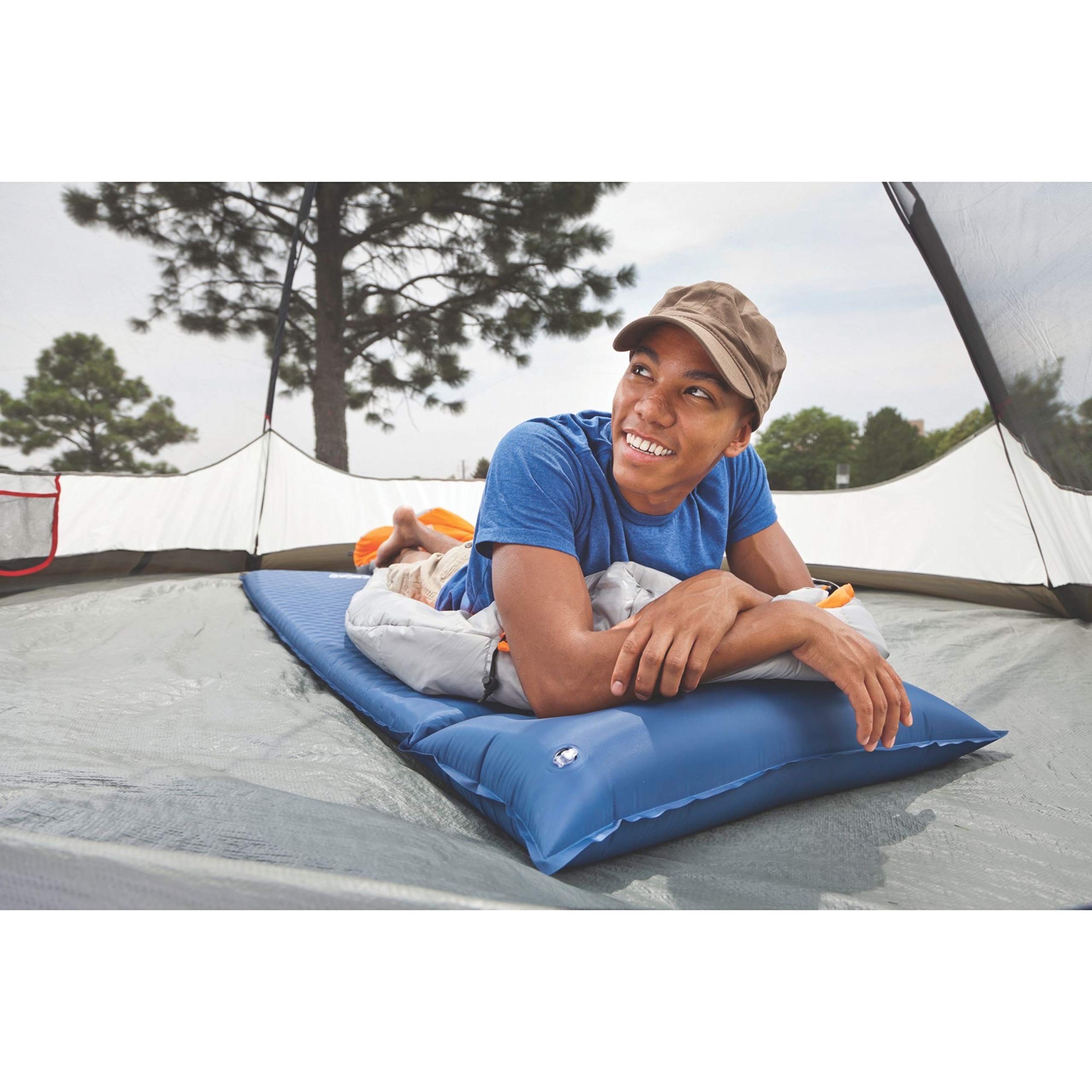 Coleman Self-Inflating Sleeping Pad with Pillow, Lightweight Inflatable Camp Pad with Extra Support & Quick Deflation, No Air Pump Needed