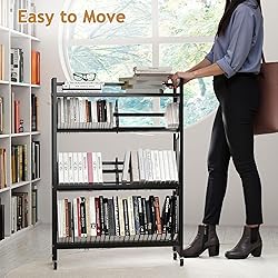 ybaymy Book Carts with Wheels Library Rolling Book