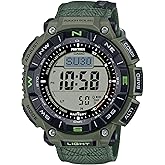 Casio PRO Trek PRG340B-3 Solar-Powered Outdoor Watch with Triple Sensor, Bio-Based Resin Case, Flame-Resistant Faux Leather B