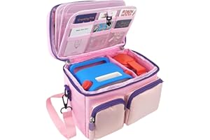 amiumuca Yoto Player Case Large Capacity - Waterproof Travel bag Holds 40+ Yoto Cards, Compatible with Yoto Player 3rd Gen& Headphone Accessories (Case Only) (pink)