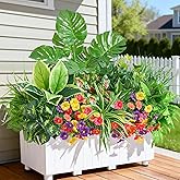 Cilimnas Artificial Plants Outdoor,18PCS UV Resistant Fake Greenery&Flowers with Stems Faux Plant Outside for Front Proch Garden Patio Planters Window Boxes Home Decor(Not Included Planter)