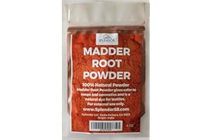 SPLENDOR SANTA BARBARA Splendor Madder Root Powder - Natural Sustainable Dye Colorant for Soap Making, Fabric Dyeing & Textile Coloring - Rubia Tinctorum Powder (4oz) - Vibrant Red, Orange & Pink Hues