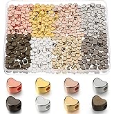 Hinly 400 Pcs Heart Beads for Jewelry Making Heart Shape Spacer Beads Small Hole Charms for Bracelets Necklace Earring DIY Handmade Craft(Mixed Color)