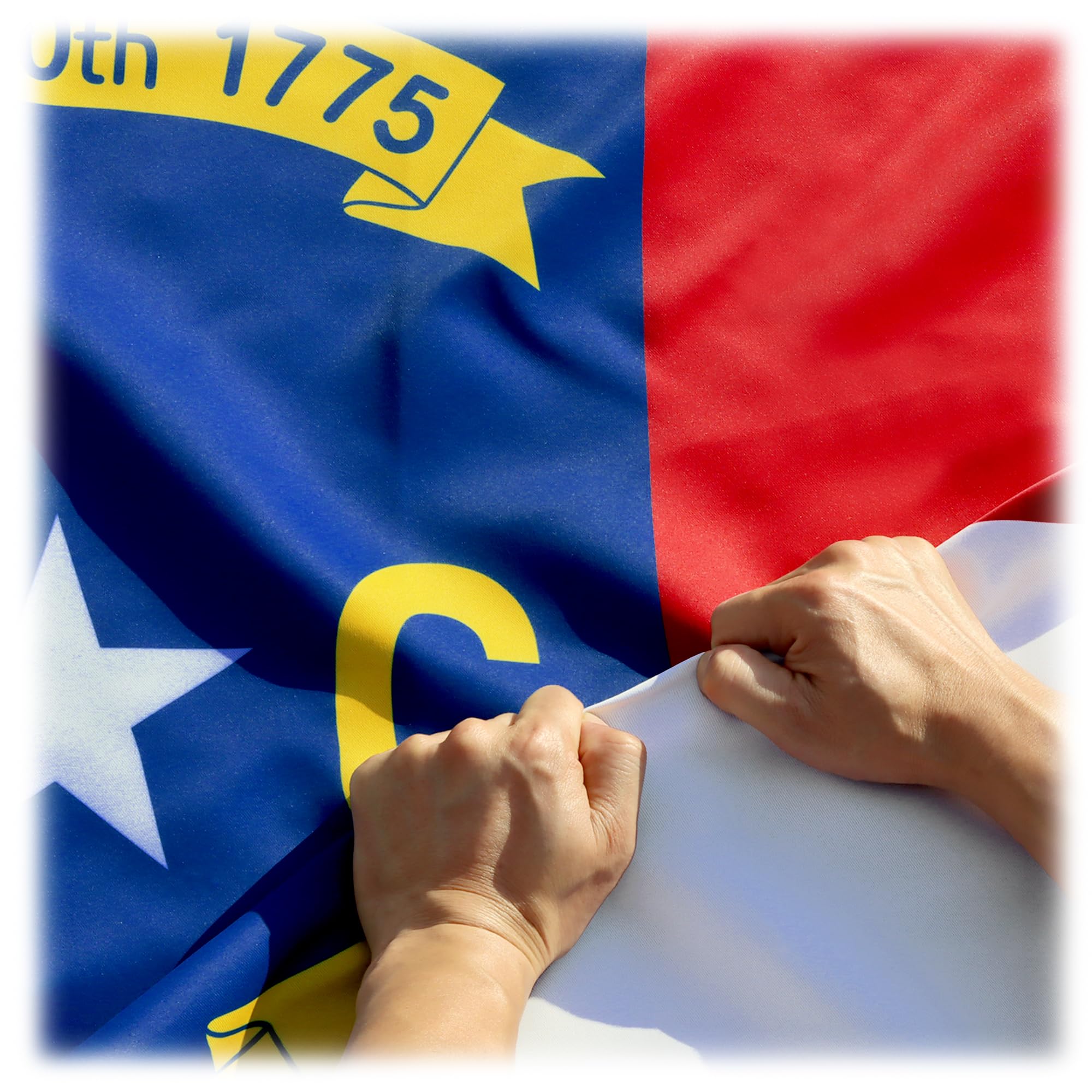 Anley Rip-Proof Double Sided 3-Ply North Carolina State Flag 3x5 Ft - Canvas Header and Wrinkle Resistant - The Longest Lasting NC Flags 3X5 Ft