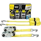 SmartStraps 14’ Ratchet Straps, 2 Pack –5,000lbs Break Strength, 1,667lbs Safe Work Load –Commercial Tie Down Straps for Heavy Duty Cargo, Haul Equipment and Vehicles