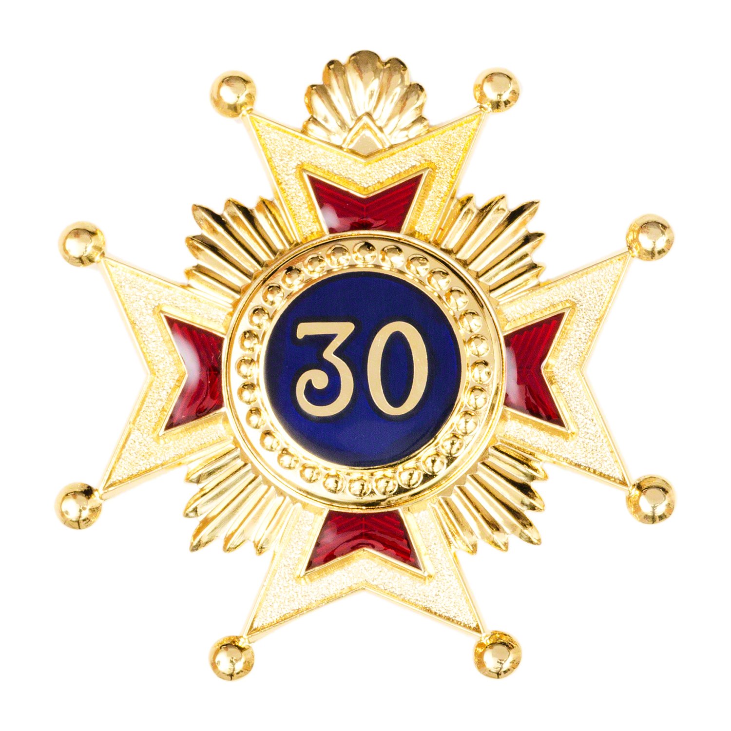 THE MASONIC COLLECTION - Rose Croix 30th Degree Star - Elegant Number '30' - Comes in Velvet Pouch - A Useful Gift Accessory For Freemason Men