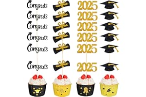 Chinco 100 Pcs 2025 Graduation Cupcake Toppers Class of 2025 Food Appetizer Picks Glitter Grad Cap Diploma Cupcake Picks Mini Grad Cake Topper Decoration for Cake Graduation Party Supplies