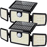 MIHANI Solar Flood Lights Outdoor, 2500LM Motion Sensor Security Lights with 270&deg; Wide Angle, IP65 Waterproof, 3 Heads Solar Outdoor Lights for Patio, Yard, House, Garage (Non-Remote, 2 Pack)