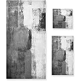 MATEKULI Black and White Bath Towels Set,3 Piece Modern Abstract Black Grey Towels Set(1 Bath Towel 1 Hand Towel 1 Washcloth),Soft Absorbent Decorative Bathroom Towels for Bath,Fingertip,Hair,Face