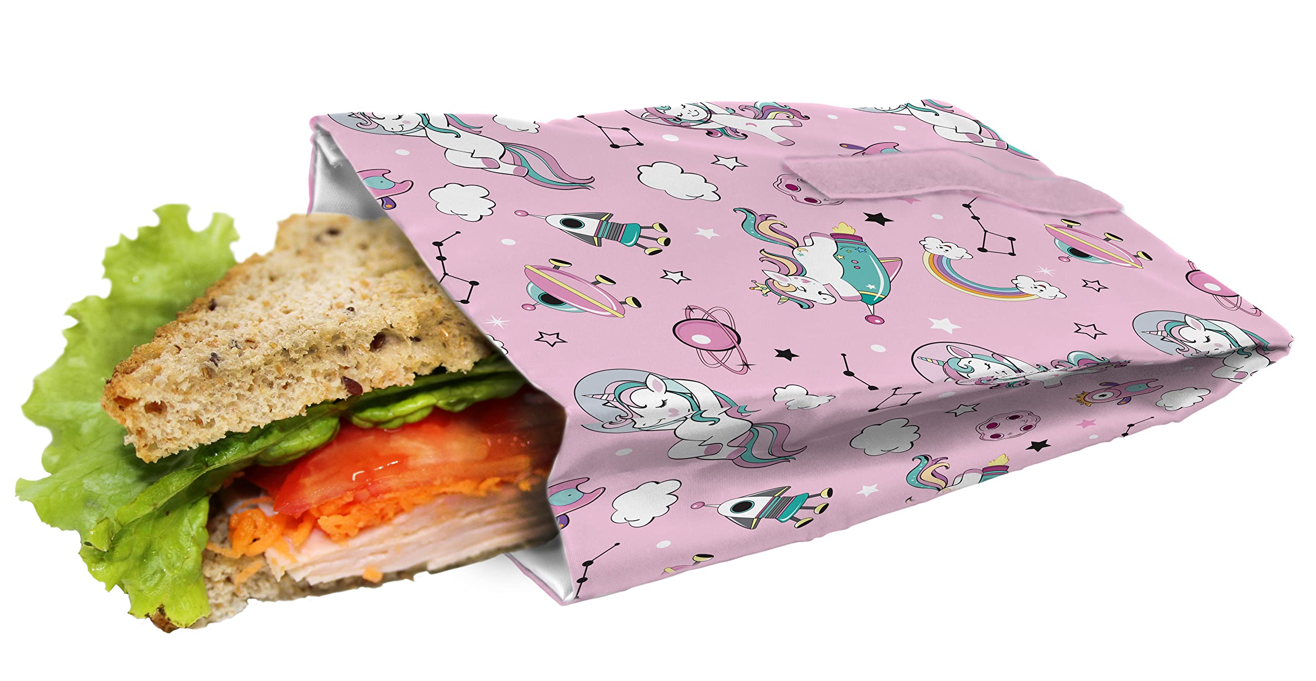 NERTHUS FIH 883 Reusable Sandwich Bag Eco-Friendly Unicorns, Adaptive, Easy to Clean and Washable
