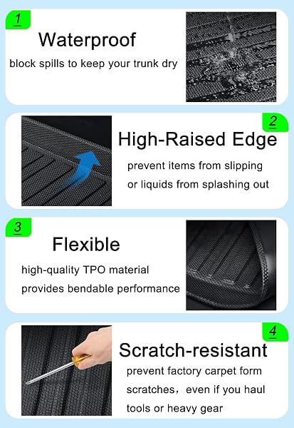 MODEL Y JUNIPER CARGO LINERS – ALL WEATHER REAR CARGO LINERS TRUNK TRAY FLOOR MATS PROTECTOR COMPATIBLE WITH 2025-2026 NEW MODEL Y JUNIPER,3D WATERPROOF DURABLE ODORLESS FLEXIBLE ANTI-SLIP CUSTOM-FIT