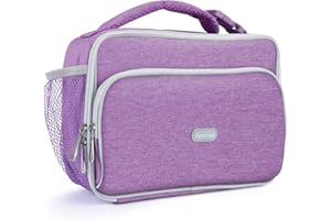 Amersun Kids Lunch Box, Insulated School Lunch Bag with Padded Liner Keep Food Warm Cold for Long Time,Water-resistant Thermal Travel Office Lunch Cooler for Girls Boy-2 Pocket,LB005-P