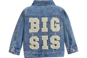 Toddler Denim Jacket Coat Baby Boys Girls Big Sister Brother Cousin Outerwear Lil Bro Sis Sibling Matching Outfit