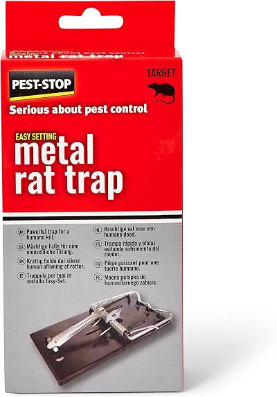 Pest-Stop Easy Setting Metal Rat Trap Durable Reusable Snap Trap