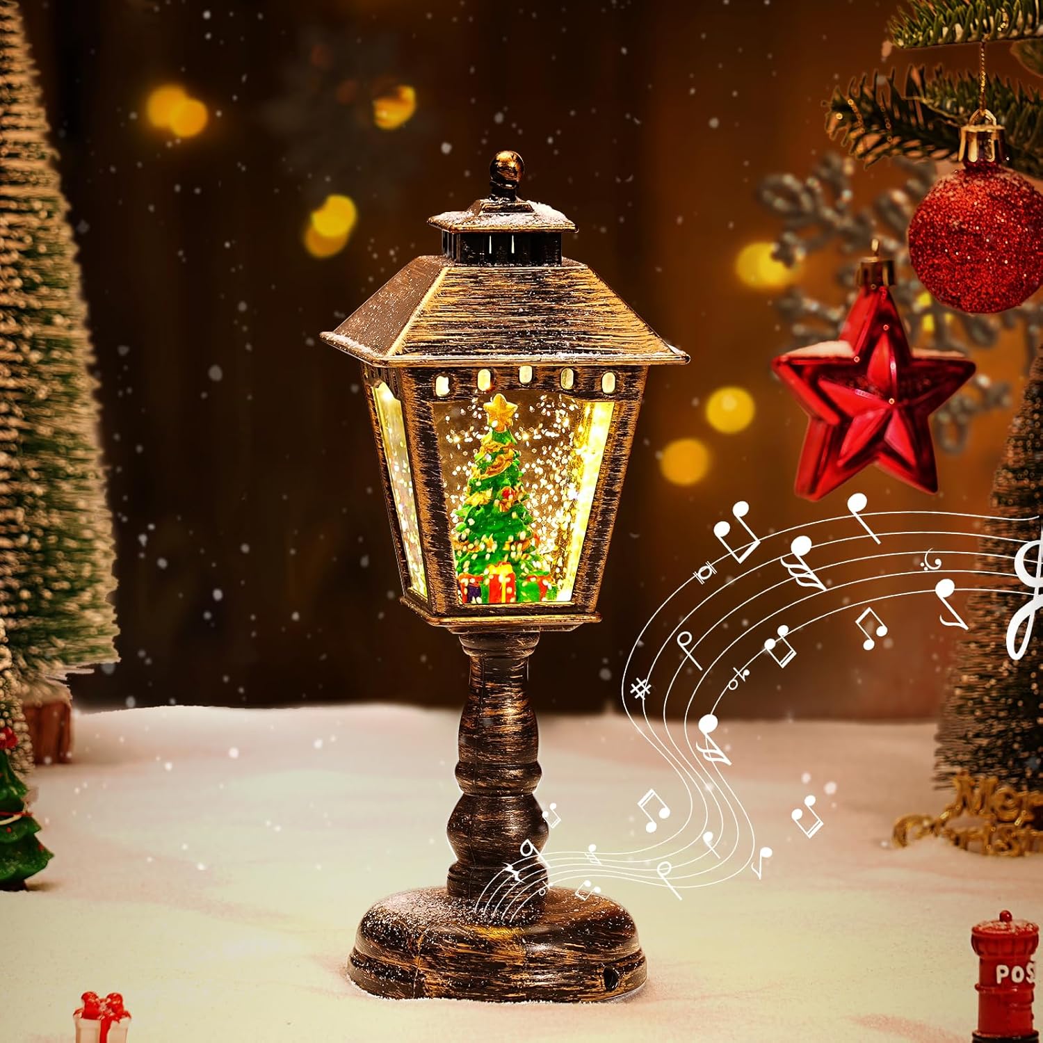 Snow Globes - Christmas Musical Snow Globe Lantern Lighted Water Glittering Lantern with 8 Christmas Songs, USB & Battery Operated Musical Snow Globe Christmas Decoration Adults Kids (Christmas Tree)