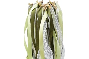 20pcs Wedding Satined Ribbon Wall Lace Magical Wand Streamers for Parties and Celebration Guest Gathering